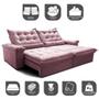 Imagem de Sofá Retrátil e Reclinável 2,95m Cama inBox Big Fresh com SoftGelD40 Velupluma Rose