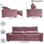 Imagem de Sofá Retrátil e Reclinável 2,95m Cama inBox Big Star com SoftGelD40 Velupluma Rose