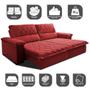 Imagem de Sofá Retrátil e Reclinável 2,95m Molas Ensacadas Cama inBox Big Home com Bordado Velusoft Vermelho