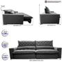 Imagem de Sofá Retrátil e Reclinável 2,95m Molas Ensacadas Cama inBox Spazus com Bordado 3D Velusoft Cinza