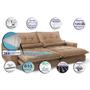 Imagem de Sofa Retrátil e Reclinável 3,12m com Molas Ensacadas Cama inBox Soft Tecido Suede Castor 