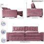 Imagem de Sofá Retrátil e Reclinável 3,15m Cama inBox Big Puffer com SoftGelD40 Velupluma Rose
