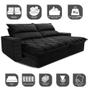 Imagem de Sofá Retrátil e Reclinável 3,15m Molas Ensacadas Cama inBox Elegance com ThermoGel Velusoft Preto