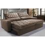 Imagem de Sofá Retrátil e Reclinável 3,15m Molas Ensacadas Cama inBox Spazus. com Bordado 3D Velusoft