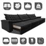 Imagem de Sofá Retrátil e Reclinável 3,55m Molas Ensacadas Cama inBox Big Space com Bordado 3D Velusoft Preto