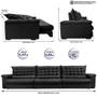 Imagem de Sofá Retrátil e Reclinável 3,55m Molas Ensacadas Cama inBox Big Space com Bordado 3D Velusoft Preto