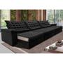Imagem de Sofá Retrátil e Reclinável 3,55m Molas Ensacadas Cama inBox Big Space com Bordado 3D Velusoft Preto