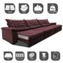 Imagem de Sofá Retrátil e Reclinável 3,55m Molas Ensacadas Cama inBox Big Space com Bordado 3D Velusoft Vinho