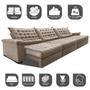 Imagem de Sofá Retrátil e Reclinável 3,85m Molas Ensacadas Cama inBox Big Space com Bordado 3D Velusoft Bege