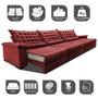 Imagem de Sofá Retrátil e Reclinável 3,85m Molas Ensacadas Cama inBox Big Space com Bordado Velusoft Vermelho
