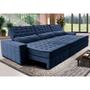 Imagem de Sofá Retrátil e Reclinável 4,15m Cama inBox Big Puffer com SoftGelD40 Velupluma Azul