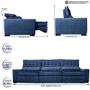 Imagem de Sofá Retrátil e Reclinável 4,15m Cama inBox Big Puffer com SoftGelD40 Velupluma Azul