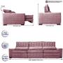 Imagem de Sofá Retrátil e Reclinável 4,15m Cama inBox Big Puffer com SoftGelD40 Velupluma Rose