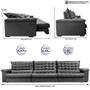 Sofá Retrátil e Reclinável 4,15m Molas Ensacadas Cama inBox Big Space com Bordado 3D Velusoft Cinza Imagem de Sofá Retrátil e Reclinável 4,15m Molas Ensacadas Cama inBox Big Space com Bordado 3D Velusoft Cinza