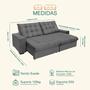 Imagem de Sofá Retrátil e Reclinável Califórnia Molas Ensacadas e Pillow Top 2,10m Suede Cinza