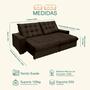 Imagem de Sofá Retrátil e Reclinável Califórnia Molas Ensacadas e Pillow Top 2,90m Suede Café