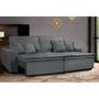 Imagem de Sofa Retrátil e Reclinável com Molas Cama inBox Premium 2,32m tecido em linho Cinza Escuro