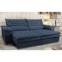 Imagem de Sofá Retrátil e Reclinável Molas Ensacadas Cama inBox Botonê 2,72m Espuma Viscoelástico Suede Azul