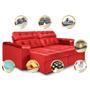 Imagem de Sofá Retrátil e Reclinavel New Austrália 2,52 Mts Tecido Suede Vermelho - Cama InBox