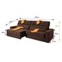 Imagem de Sofá Retrátil Reclinável 2,50m Albany Suede Velut Marrom Molas Ensacadas - King House