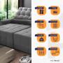 Imagem de Sofá Retrátil Reclinável Alaska 2,70m Suede Velut Cinza Molas no Assento - King House