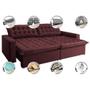 Imagem de Sofá Retrátil Reclinável e Cama 2,75m Cama inBox Flex Suede Velusoft Vinho