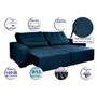 Imagem de Sofá Retrátil, Reclinavel e Cama com Molas Confort Max 2,90 Tecido Suede Azul - Cama InBox