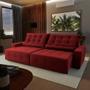 Imagem de Sofá Retrátil Reclinável Montebello 2,50m Suede Velut Vermelho Molas no Assento - King House