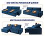 Imagem de Sofá Retrátil Reclinável Supremo 2,10m Suede Velut Azul Marinho Molas no Assento - King House