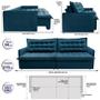 Imagem de Sofá Sem Caixa Retrátil Reclinável 2,15m Cama inBox Versátil com Pillow Top e Molas Velusoft Azul