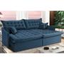 Imagem de Sofá Sem Caixa Retrátil Reclinável 2,35m Cama inBox Versátil com Pillow Top e Molas Velusoft Azul