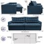 Imagem de Sofá Sem Caixa Retrátil Reclinável 2,35m Cama inBox Versátil com Pillow Top e Molas Velusoft Azul