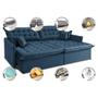 Imagem de Sofá Sem Caixa Retrátil Reclinável 2,35m Cama inBox Versátil com Pillow Top e Molas Velusoft Azul