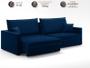 Imagem de Sofá Tango 2,20m sem caixa, Retrátil e Reclinável Veludocristal Azul Marinho - NETSOFAS