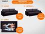 Imagem de Sofá Tango 2,60m sem caixa, Retrátil e Reclinável Velosuede Preto - NETSOFAS