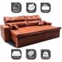 Imagem de Sofá Tourino 2,52m Retrátil e Reclinável Molas e Pillow no Assento material sintético Caramelo - Cama InBox