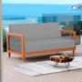 Imagem de Sofá Varanda Samoa Madeira Maciça 02 Lugares com Cordas Náutica Linho Cinza - Desk Design
