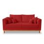 Imagem de Sofá Viena 3 Lugares Com Almofadas Decorativa Suede Vermelho - Madeira Prima Deccor