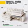 Imagem de Sofá Volt com Chaise 3,20m em Veludo Atenas Off White - Home Mobily