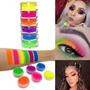 Imagem de Sombra Maquiagem Torre de Pigmento Neon Carnaval Maquiagem + Brinco de Carnaval Coloridos
