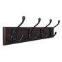 Imagem de Songmics Wall Mounted Coat Rack, Rack de Gancho com 4 Tri-Ganchos, para Roupas, Chaves, Chapéus, Bolsas, na Entrada, Banheiro, Quarto do Armário, UlHR30Z Marrom Escuro