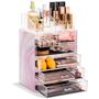 Imagem de Sorbus Cosmetic Makeup and Jewely Storage Case Display - Design Espaçoso - Ótimo para Banheiro, Cômoda, Vaidade e Bancada (4 Gavetas Grandes, 2 Pequenas, Tie Dye Print)