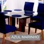 Imagem de Sousplat Com Base MDF E Capas Com Elástico 35cm x 35cm Em Malha Gel Lisa Kit 06 Peças - Azul Marinho