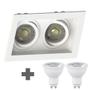 Imagem de Spot Duplo Embutir Quadrado Recuado Mr16 Branco + Led Save Energy 4,8w 6500k