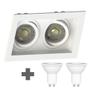 Imagem de Spot Duplo Embutir Quadrado Recuado Mr16 Branco + Led Stella 6w 3000K