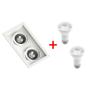 Imagem de Spot embutido quadrado duplo recuado par20 branco + 2 lâmpada par20 7w 3000k branco quente