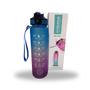 Imagem de Squeeze 1000ML Plástico Fitness Água Academia C/ Alça Azul com Rosa 