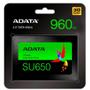 Imagem de SSD Adata SU650, 512GB, SATA, Leitura: 520MB/s e Gravação: 450MB/s, Preto - ASU650SS-512GT-R