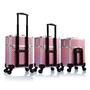 Imagem de Stagiant Rolling Makeup Train Case Grande Mala Cosmética Carrinho Maquiagem Depósito de Bagagem Caixa 4 Bandeja com Trilho Deslizante Removível Camada Média Rodas Giratórias Salão Barbeiro Caso Carrinho de Viagem Tronco - Rosa Diamante