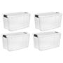 Imagem de Sterilite 70 Qt Plástico Transparente Empilhável Recipiente de Armazenamento com Tampa de Amarração Branca Solução Organizadora, 4 Pack